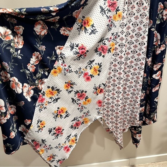 Mlle Gabrielle Asymmetrical Patchwork Print Dress Floral VNeck Spaguetti Strap L - Picture 7 of 15